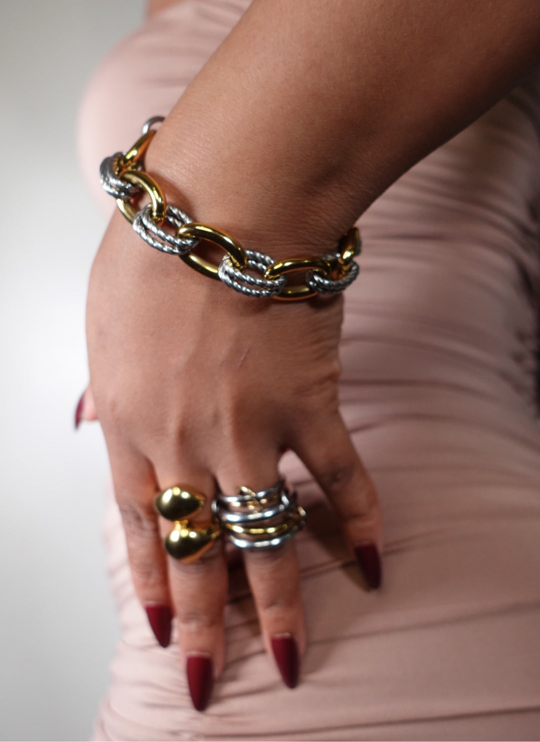 Flourish Mixed Metal Heavy Hardware Statement Bracelet