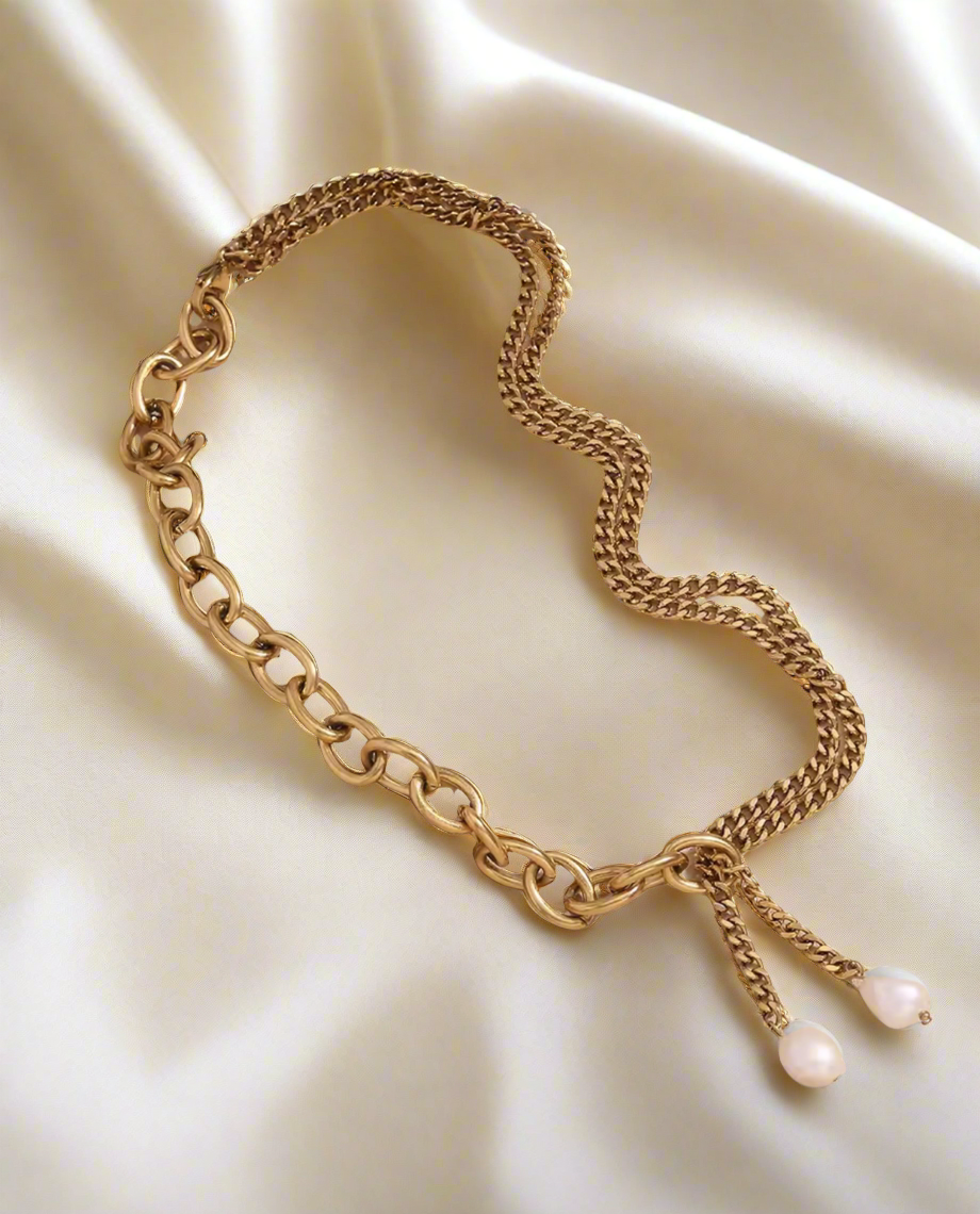 Glory Hardware Y Shaped Bold Two Link Gold Necklace