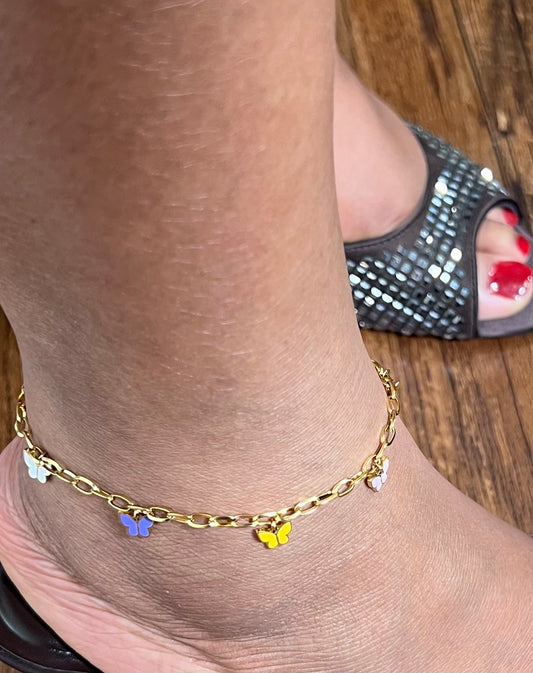 Maraj Papillon Charm Colorful Enamel Anklet
