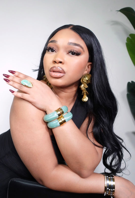 Sika Marble Resin Statement Bangle Bracelet