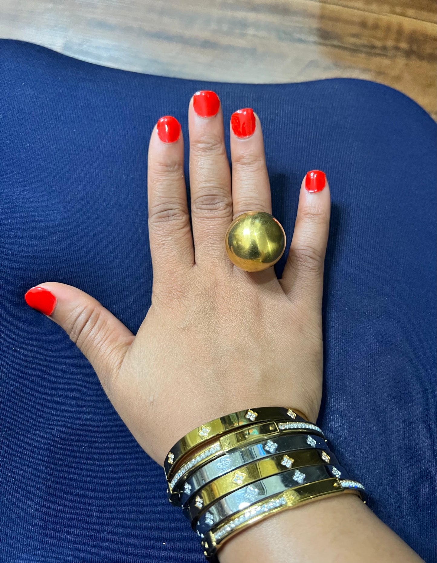 Luxe Adjustable Statement Ball Ring