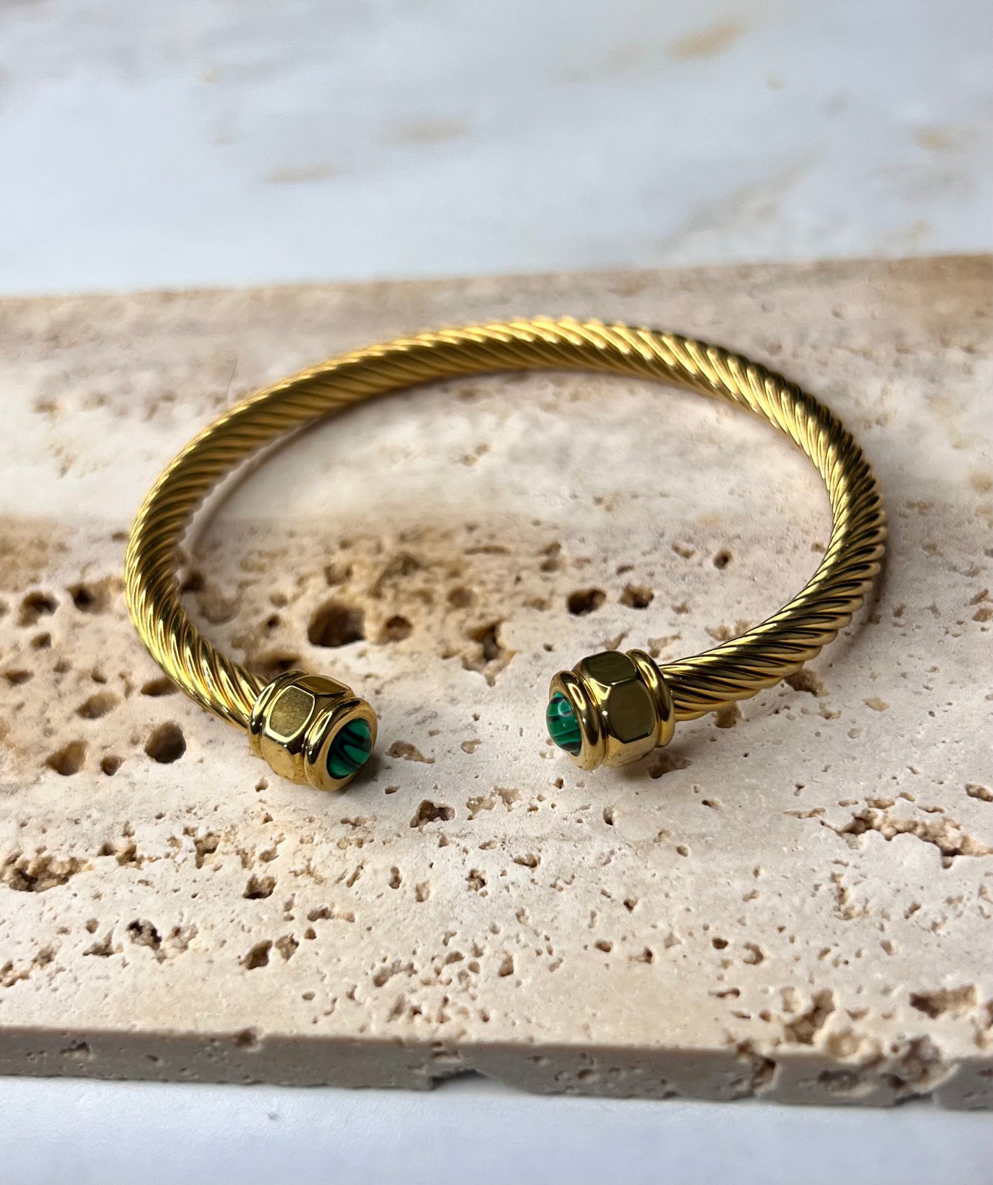 Liberté Twisted Pavé Malachite Bangle Bracelet