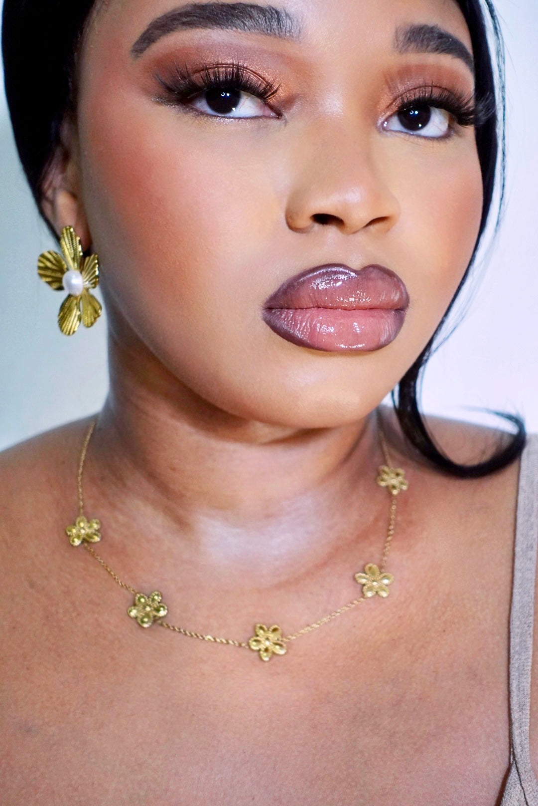 Luna Hibiscus Flower Pendant Danity Necklace