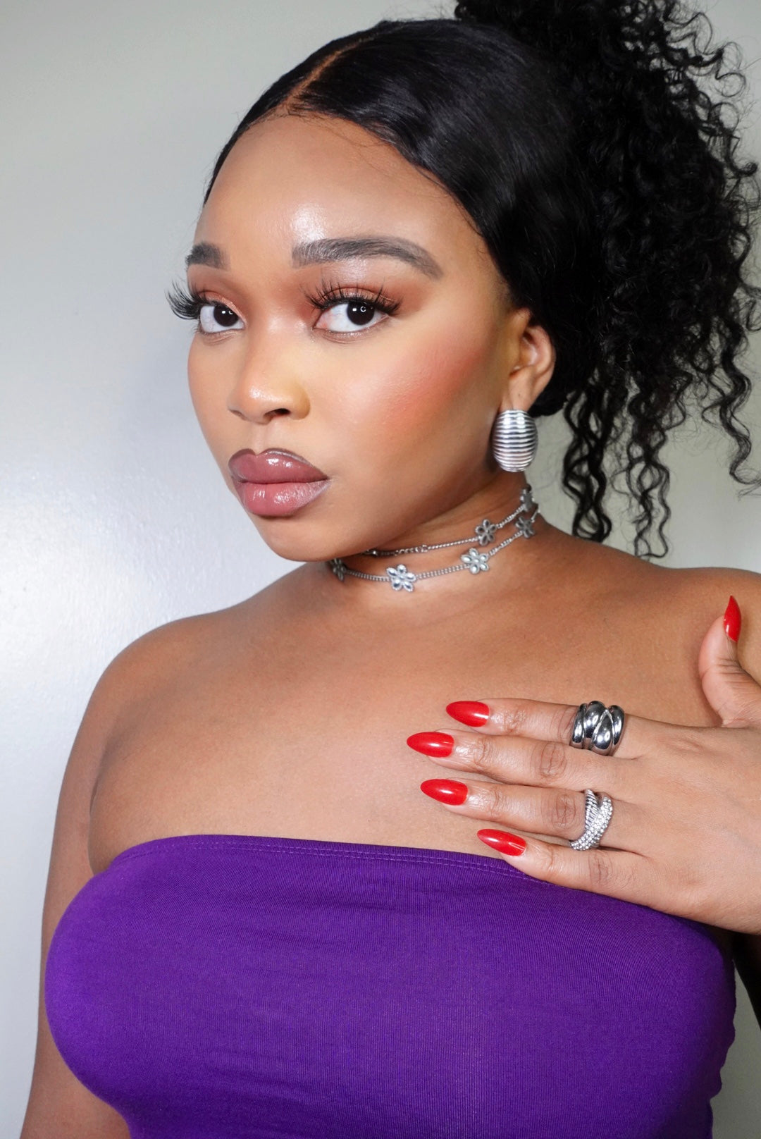 Jolie 17 Hibicus Floret Long Necklace 18K Gold Filled Tarnish Free Jewelry