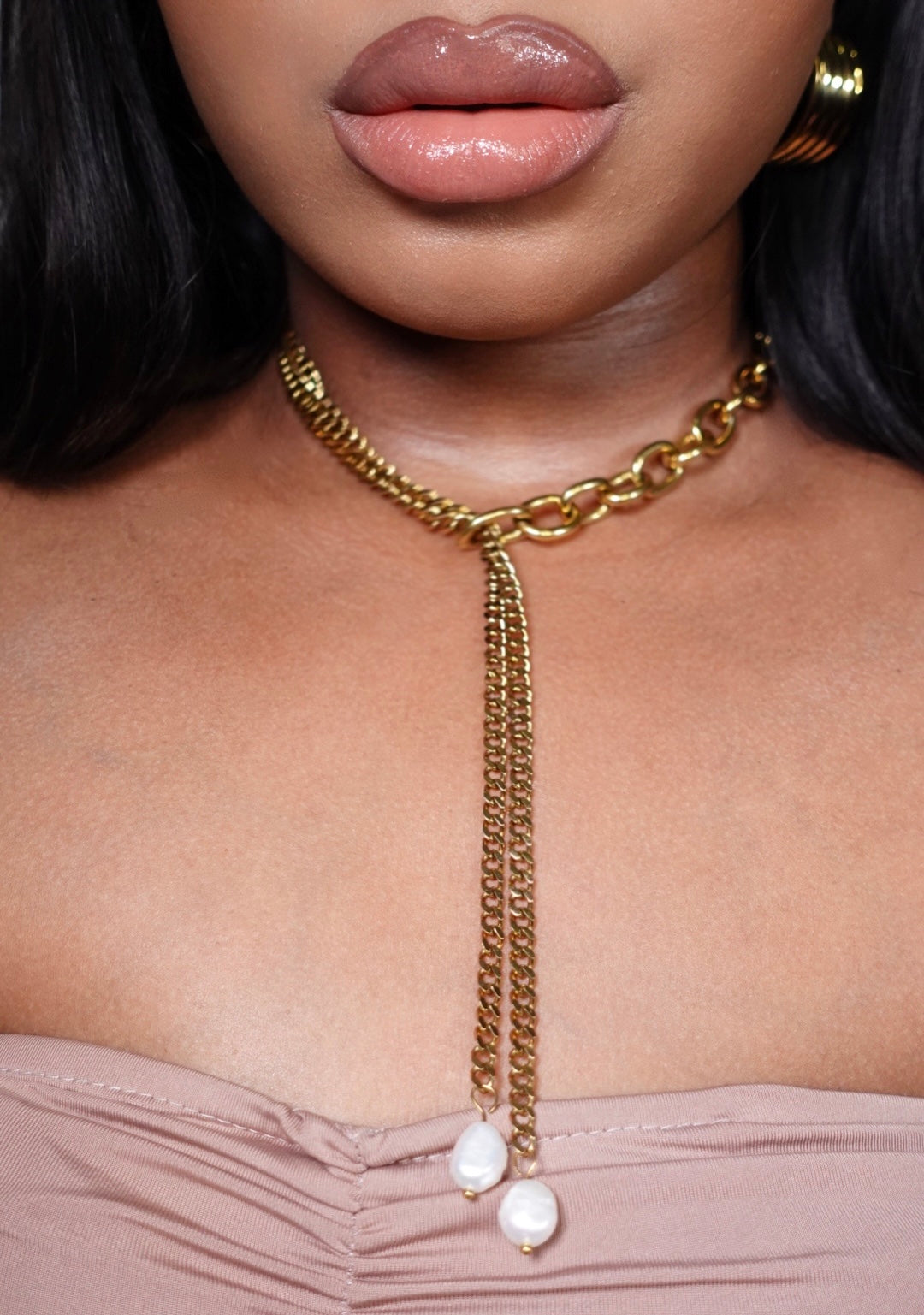 Glory Hardware Y Shaped Bold Two Link Gold Necklace