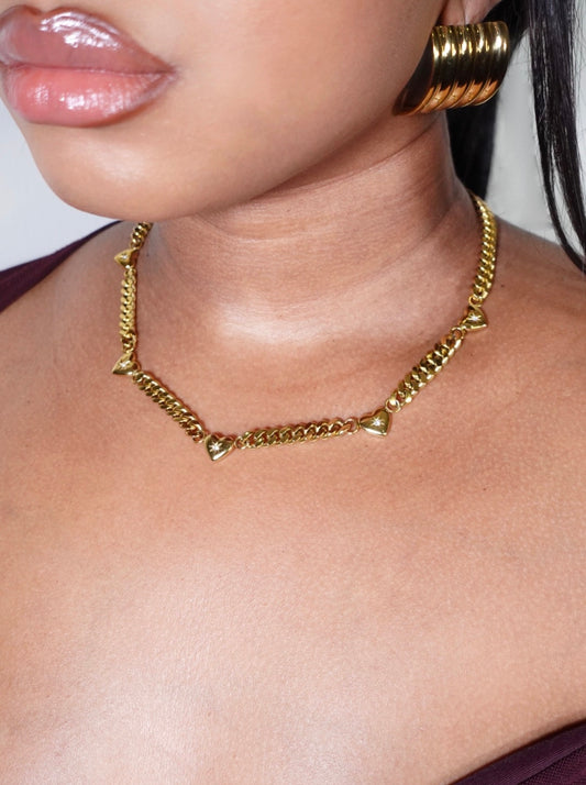 Adore Heart Charm 6mm Cuban Link Necklace