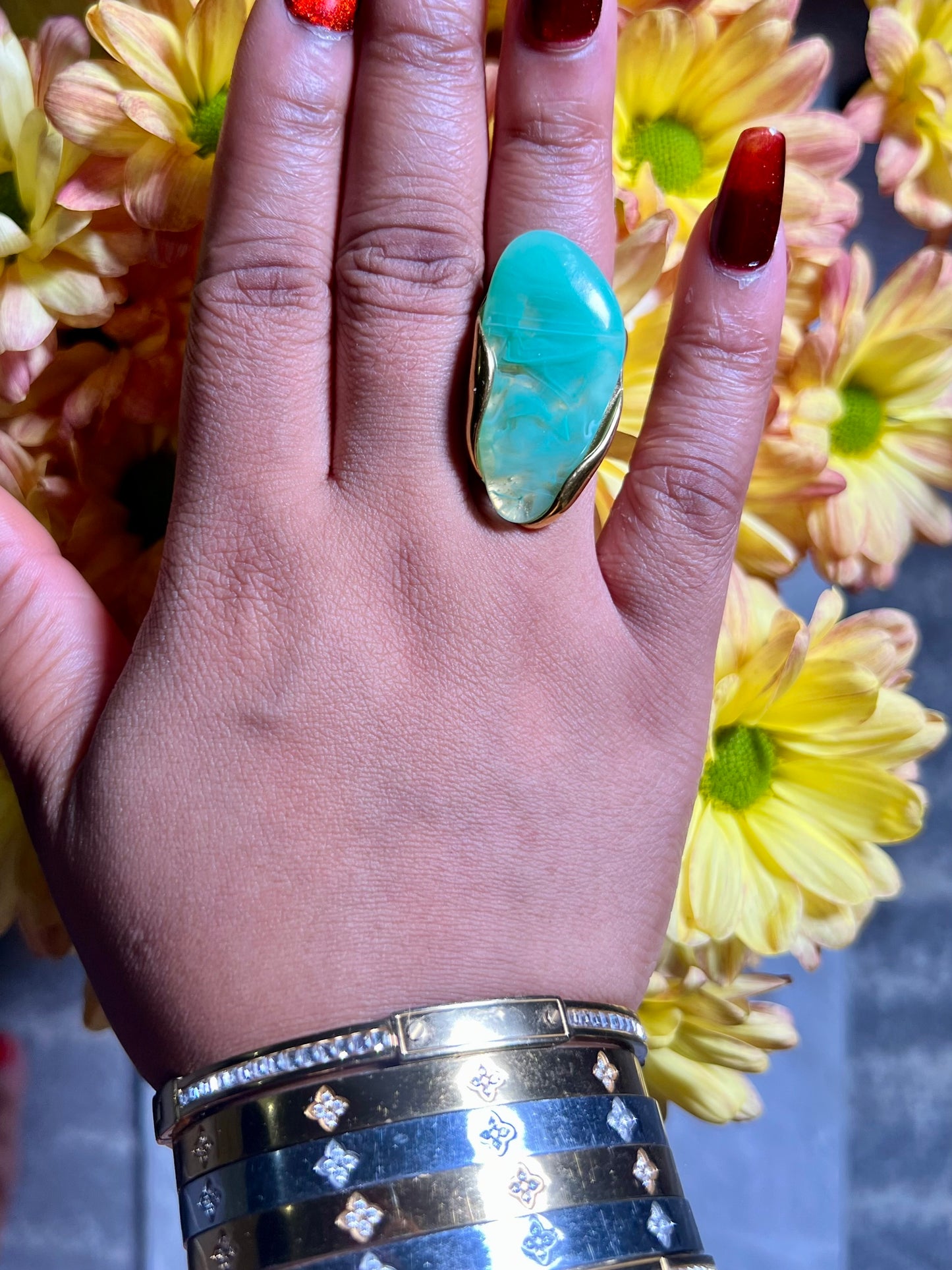 Sika Marble Resin Adjustable Statement Ring