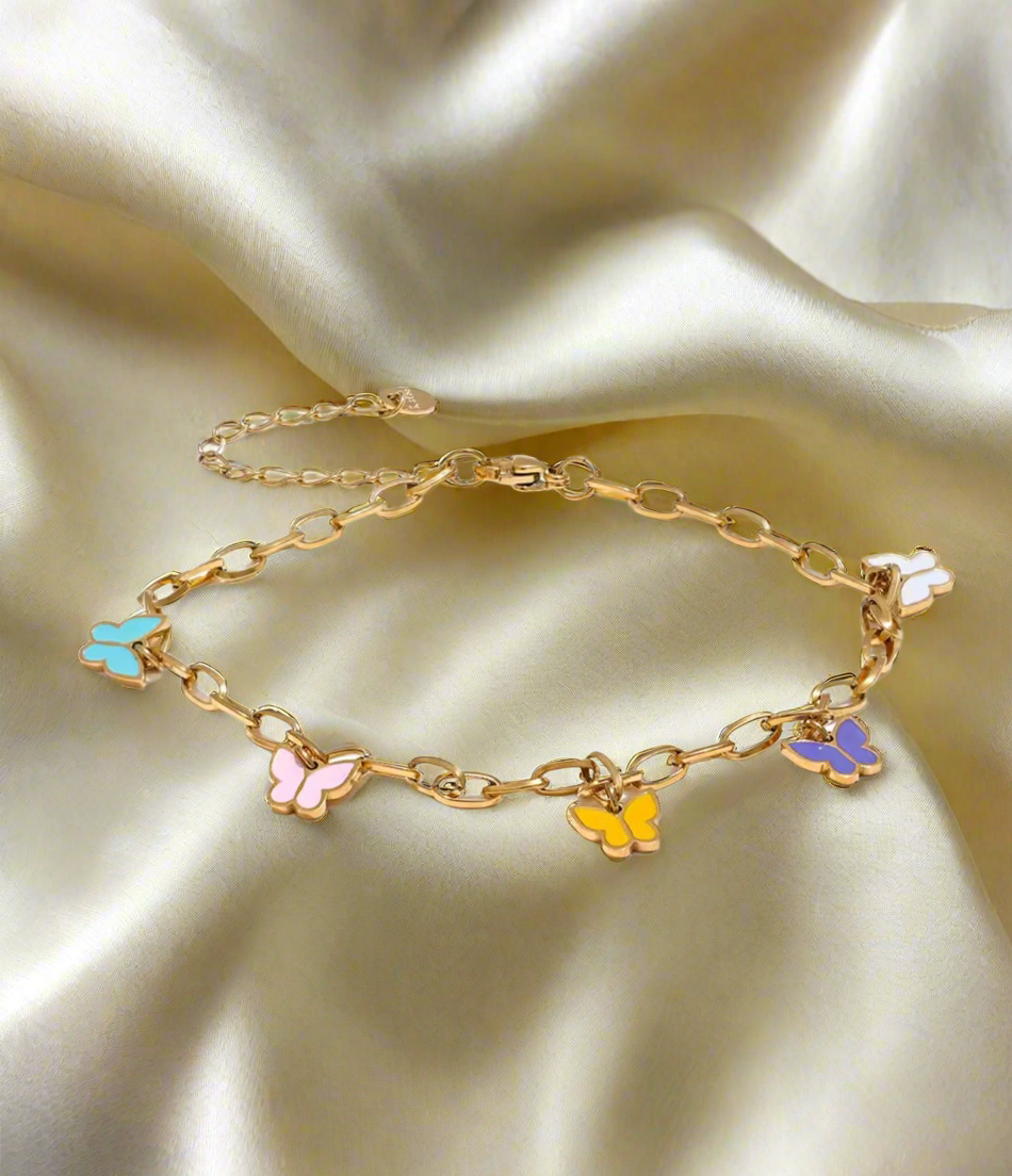 Maraj Papillon Charm Colorful Enamel Anklet