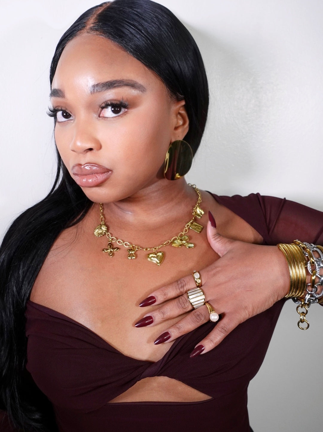 Sapphire Gold Charm Statement Necklace