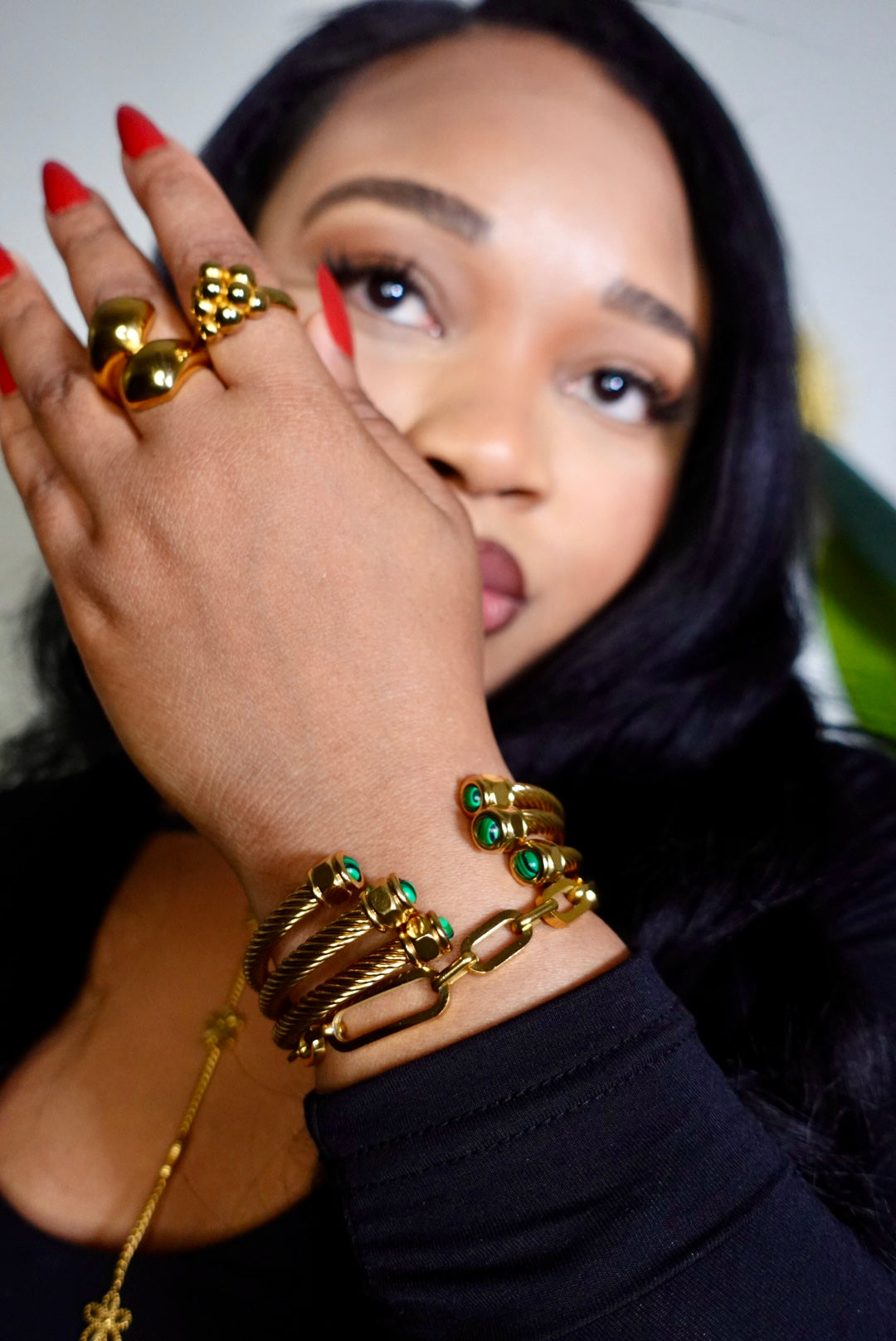 Liberté Twisted Pavé Malachite Bangle Bracelet