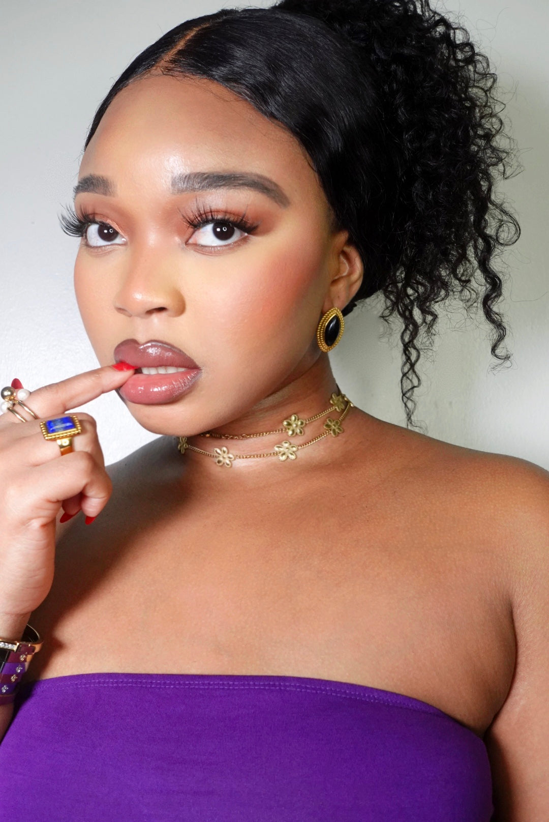 Jolie 17 Hibicus Floret Long Necklace 18K Gold Filled Tarnish Free Jewelry