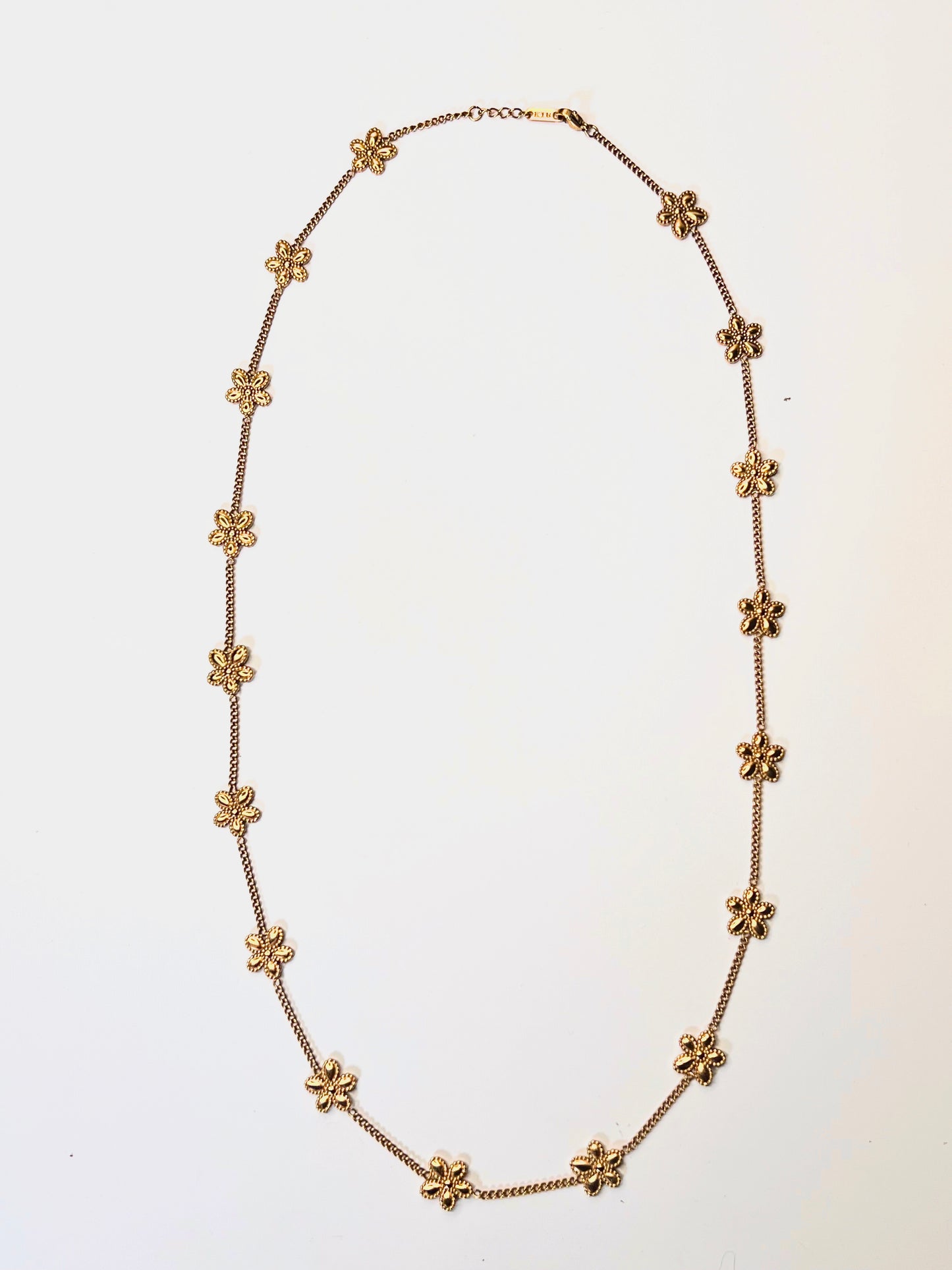 Jolie 17 Hibicus Floret Long Necklace 18K Gold Filled Tarnish Free Jewelry