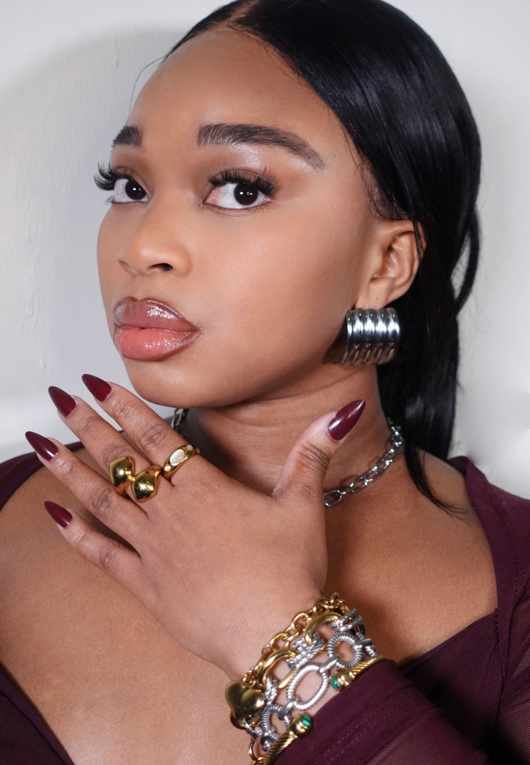 Gloria Striped Curved Statement Earrings