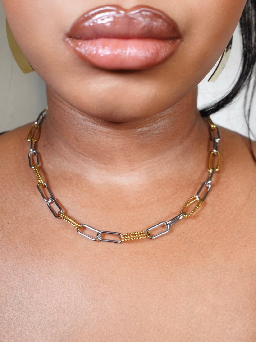 Stephy Mixed Metal Paperclip Necklace