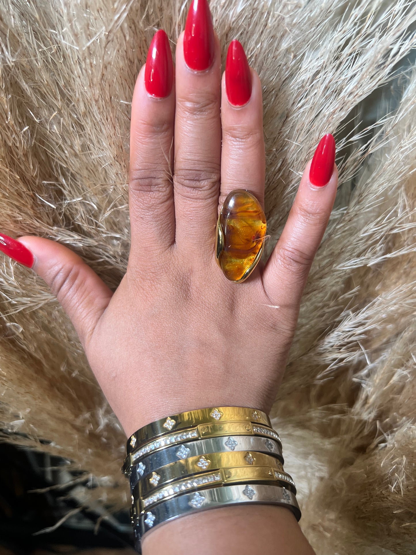Chioma Marble Resin Adjustable Statement Ring