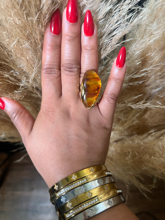 Chioma Marble Resin Adjustable Statement Ring