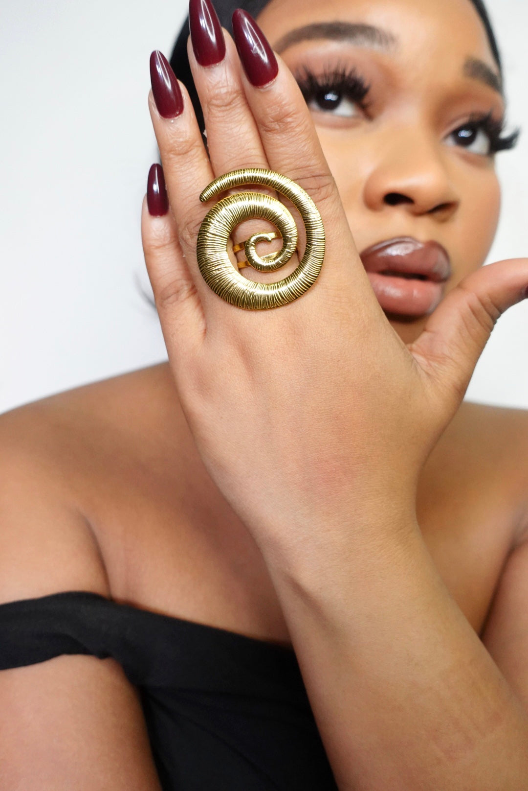 Sika Kɔkɔɔ Spiral Adjustable Statement Ring