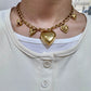Ahoufe Heart Charm Chunky Necklace