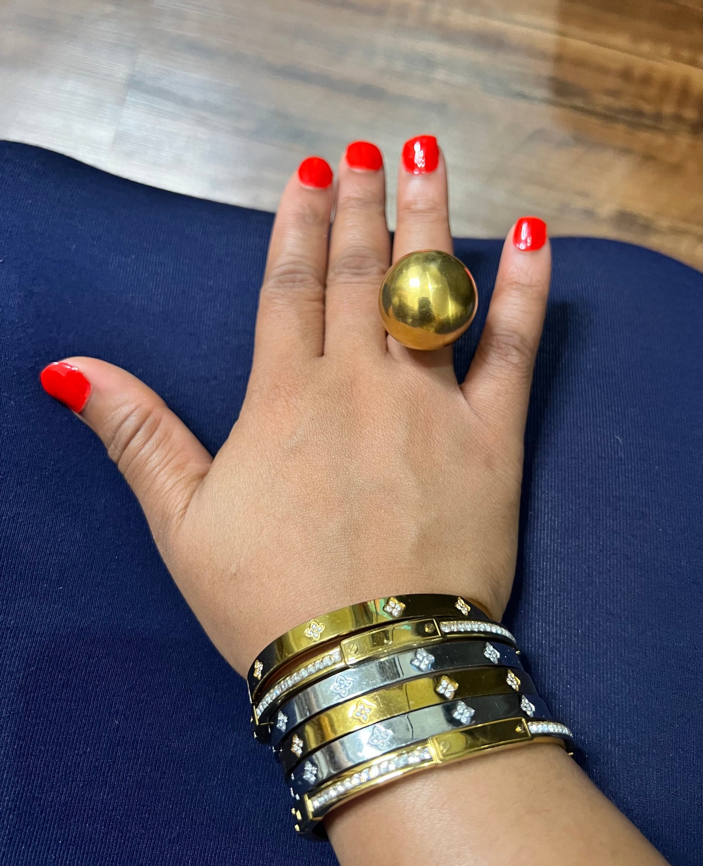 Luxe Adjustable Statement Ball Ring