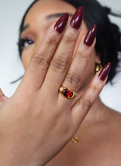 Ruby Red et Emerald Cubic Zirconia Signet Ring
