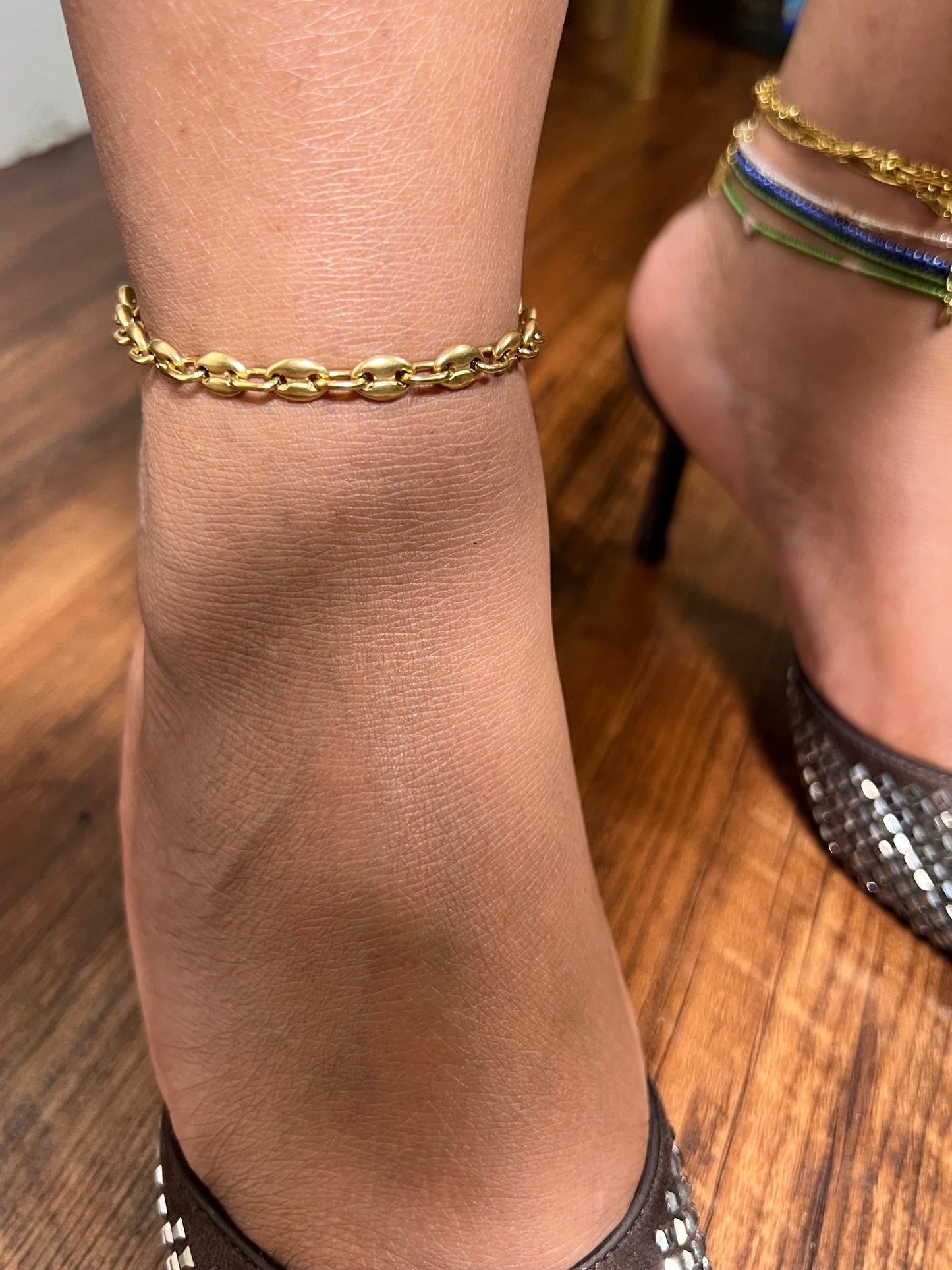Nadia 16K Coffee Bean Chain Link Anklet