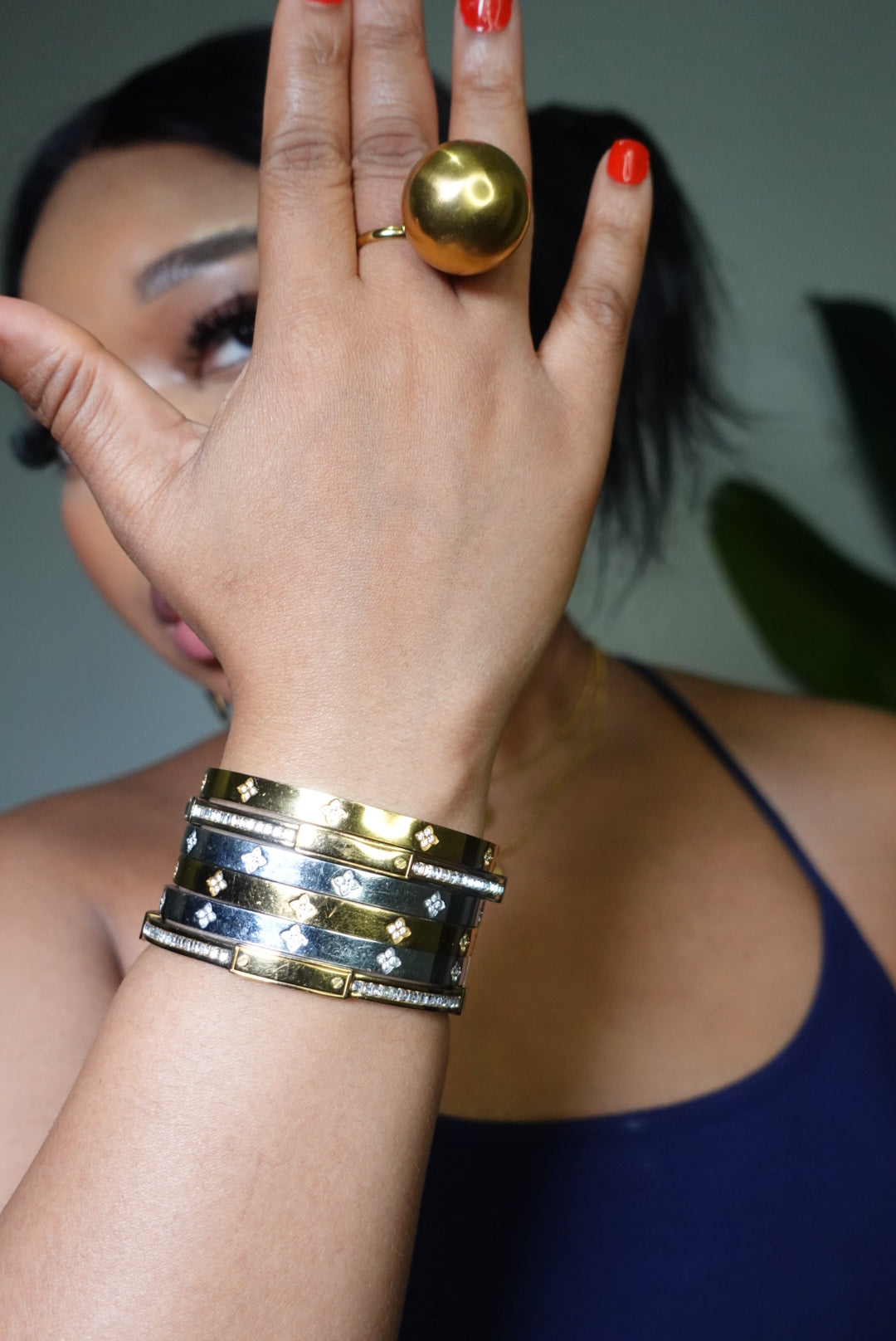 Luxe Adjustable Statement Ball Ring