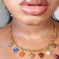 Akoma Colorful Natural Stone Heart Charm Necklace