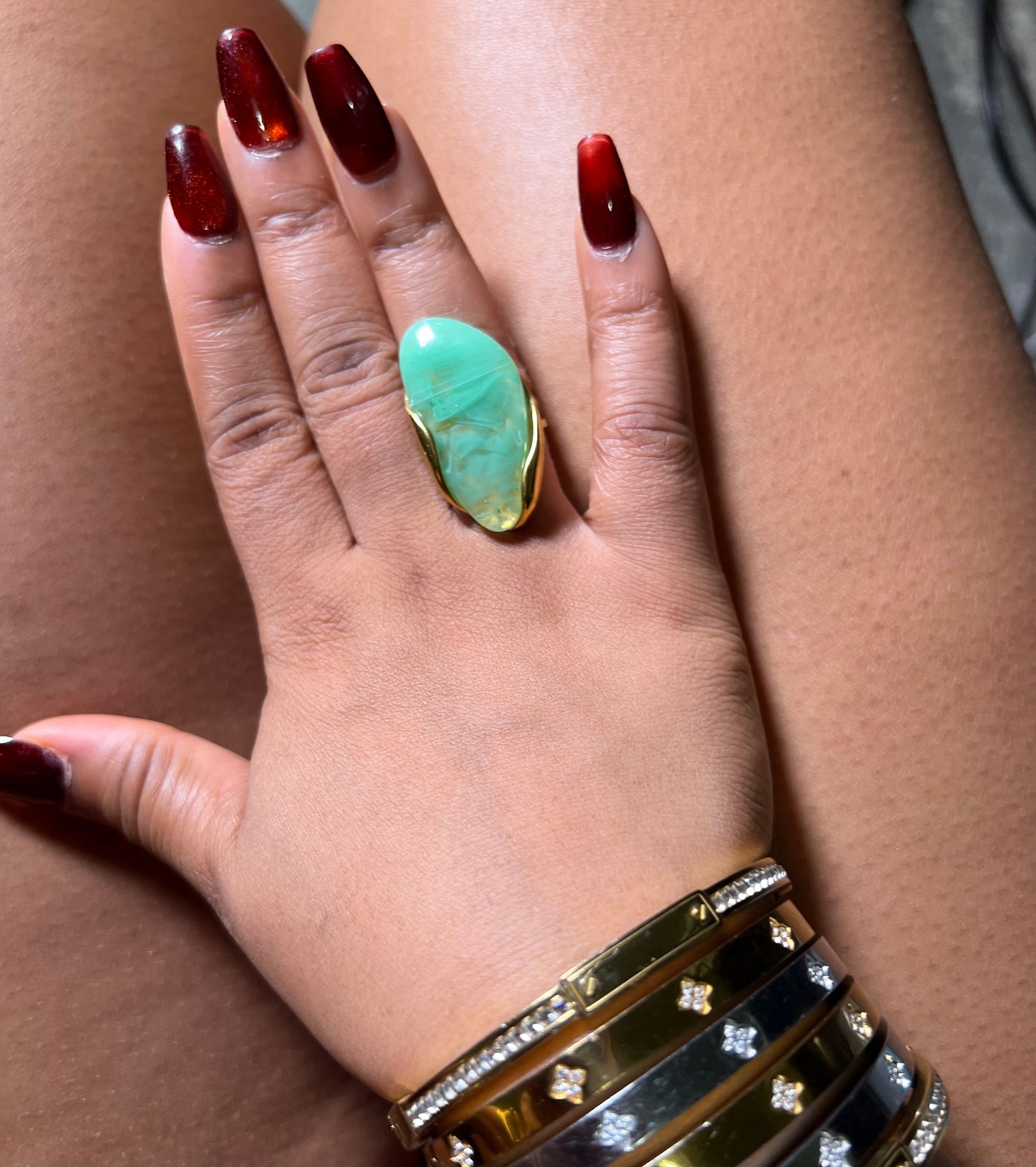 Sika Marble Resin Adjustable Statement Ring