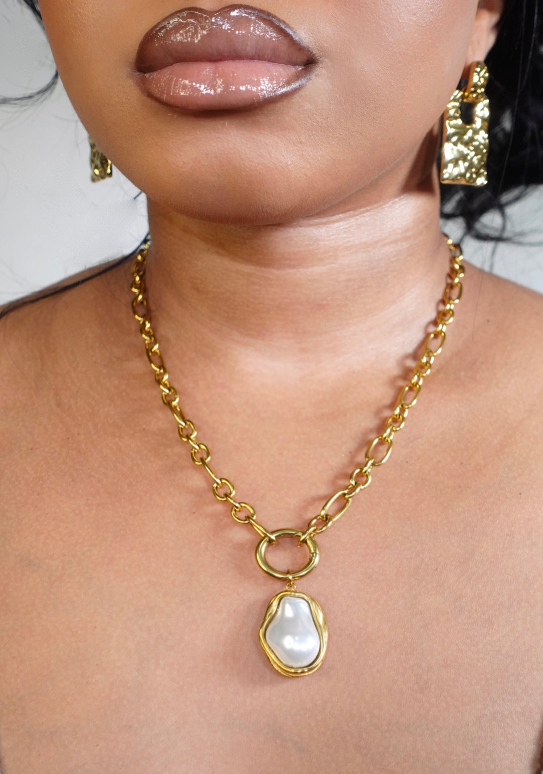Blessing Baroque Shell Pearl Toggle Necklace
