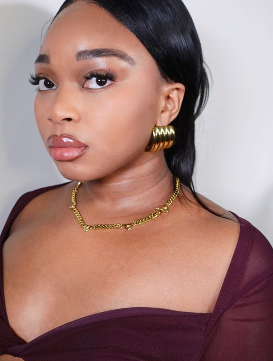 Gloria Striped Curved Statement Earrings
