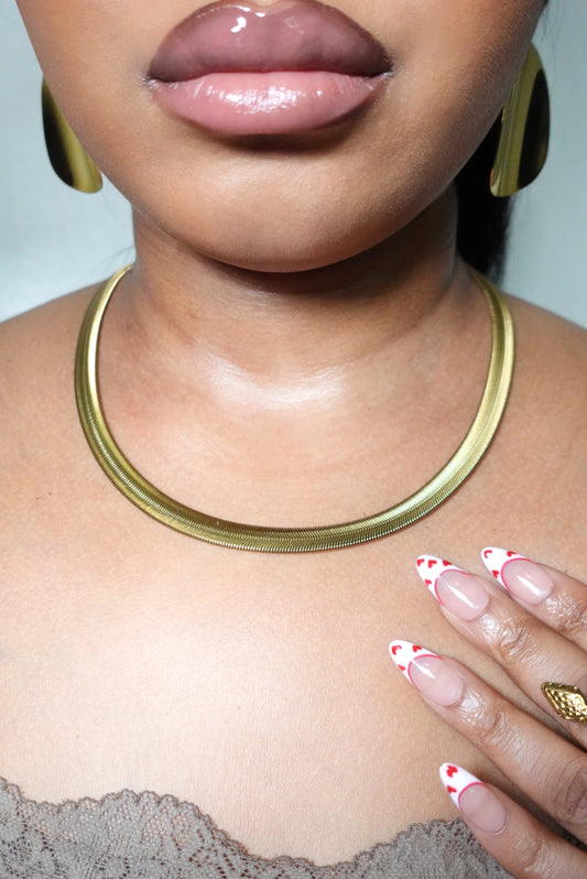Diana Fishtail Herringbone 8mm Chunky Snake Necklace