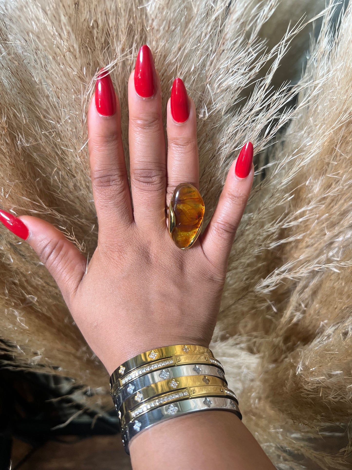 Chioma Marble Resin Adjustable Statement Ring