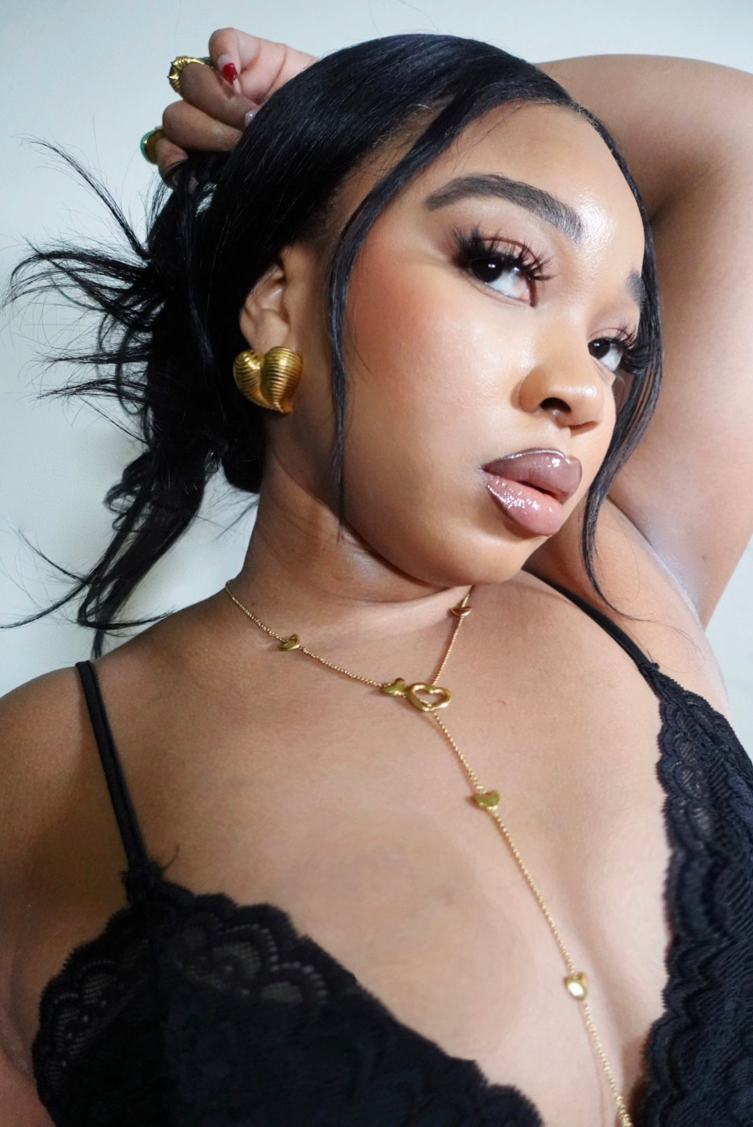 Michelle Curved Heart Vintage Earrings