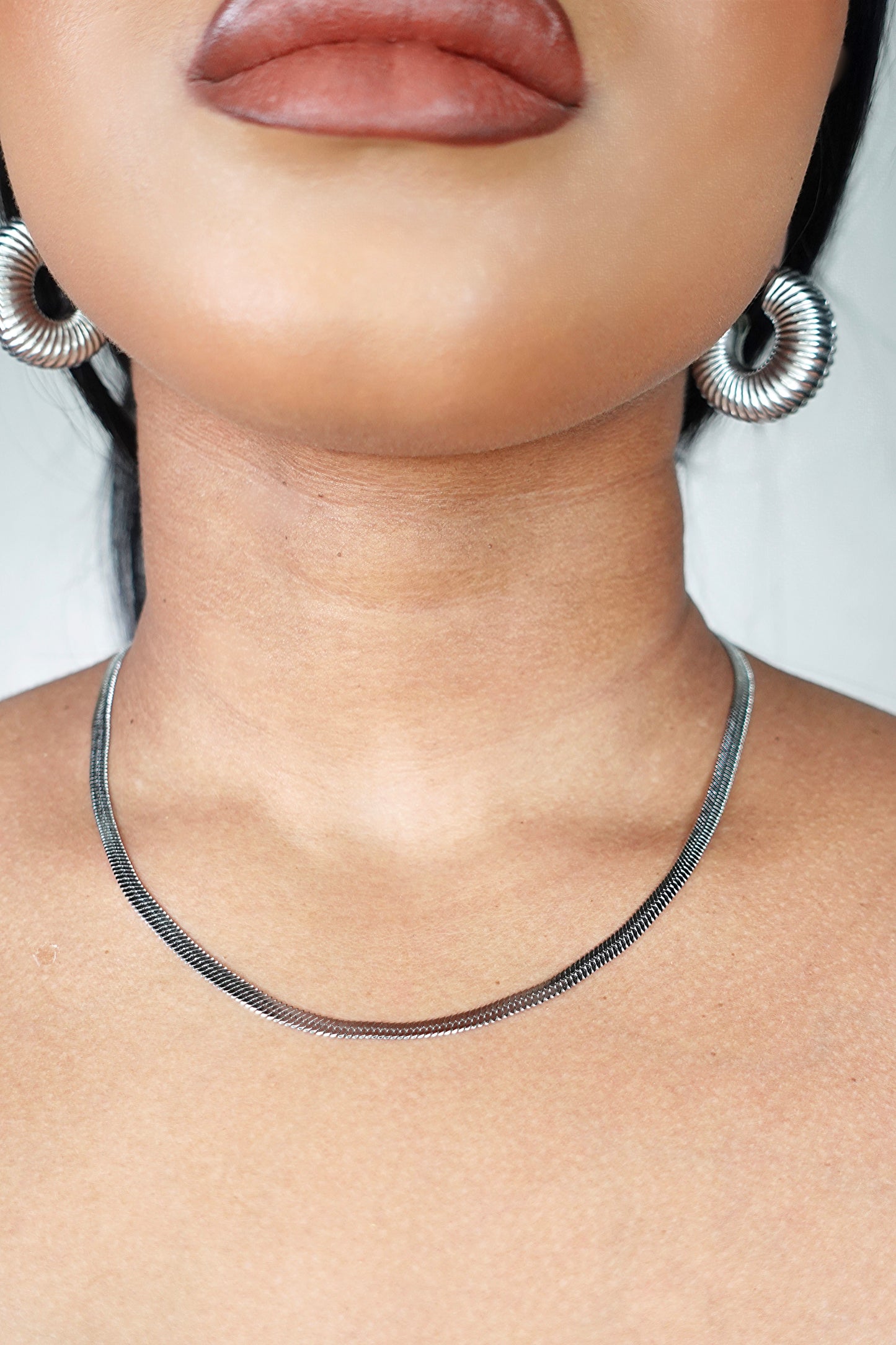 Evie Herringbone Snake Necklace