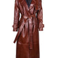 Cecilia Croc Embossed Sheepskin Leather Trench Coat
