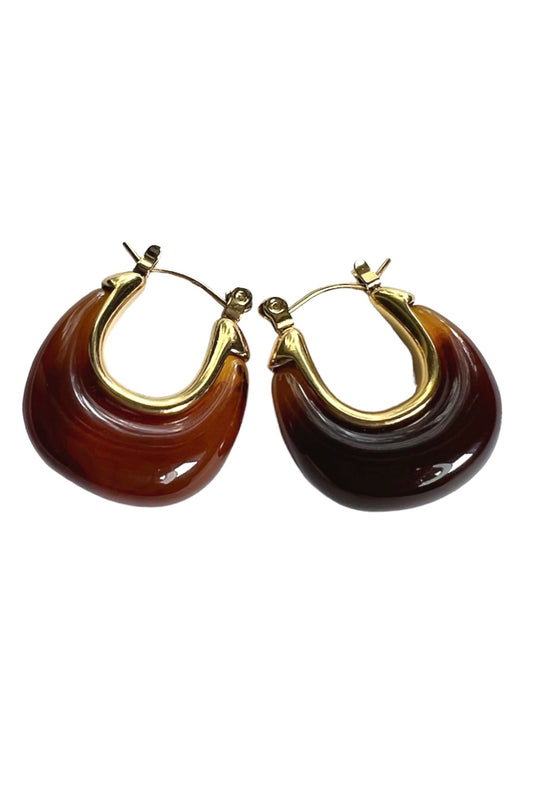Eno Acrylic Gold Hoop Earrings